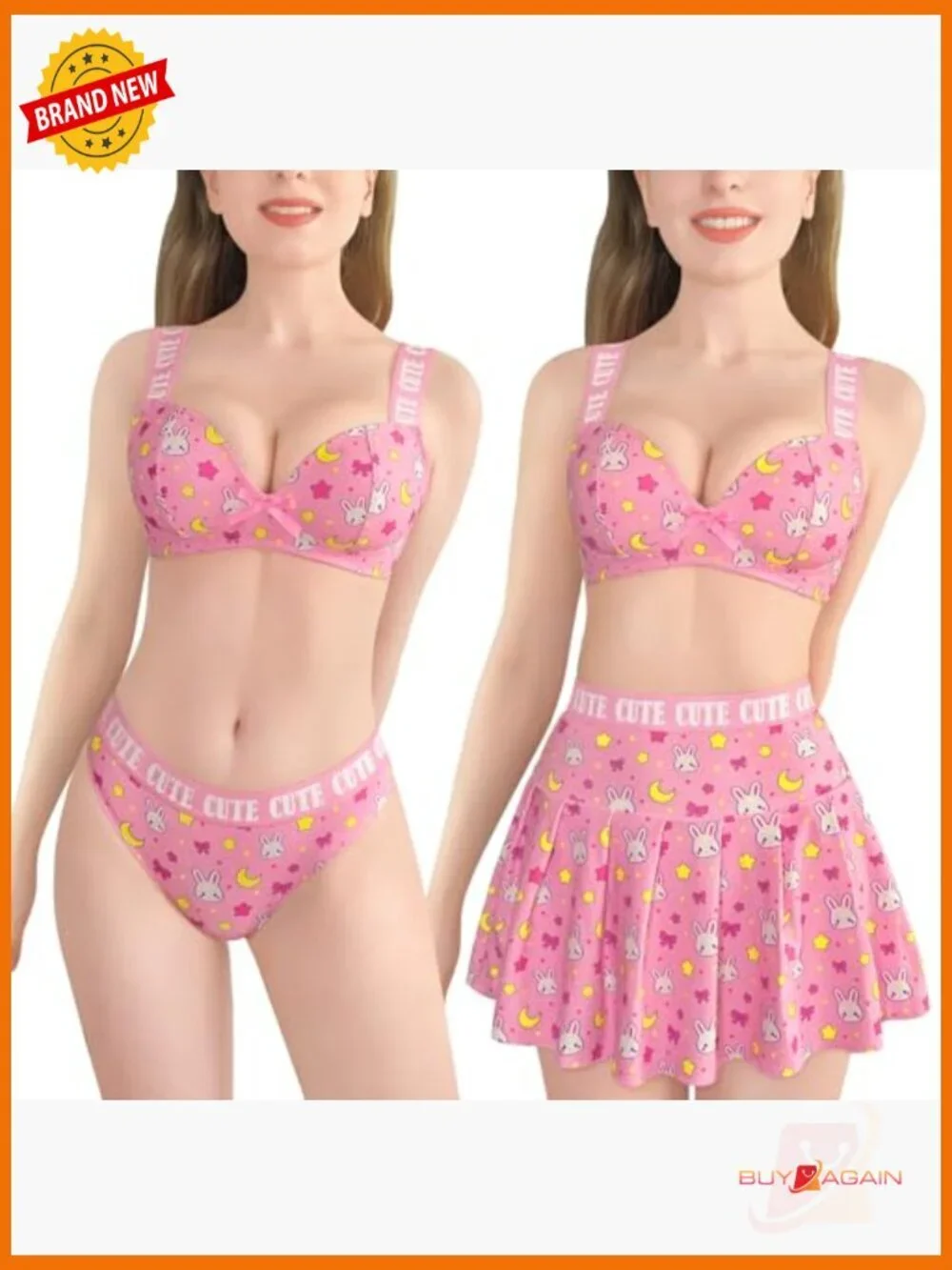 High Waisted 3 Piece Lingerie Set with Bralette and Thong, Plus Size Friendly